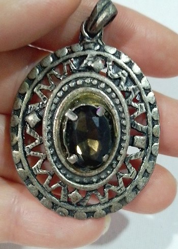 VİNTAGE Koyu Kahverengi Boncuk İşlemeli Bohem Kadın Kolye Ucu - Görsel 2