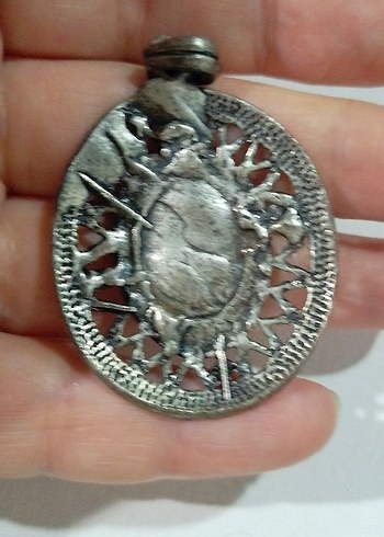 VİNTAGE Koyu Kahverengi Boncuk İşlemeli Bohem Kadın Kolye Ucu - Görsel 3