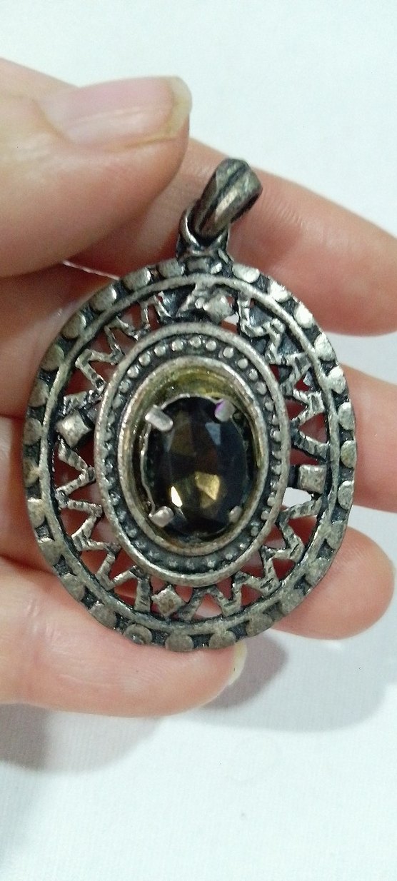 VİNTAGE Koyu Kahverengi Boncuk İşlemeli Bohem Kadın Kolye Ucu - Görsel 2