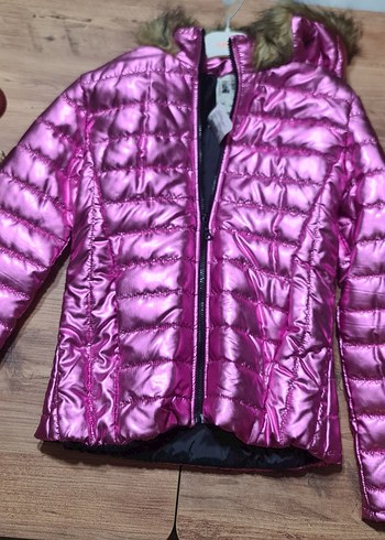 Diğer Kadın Parlak Pembe Kapüşonlu Mont