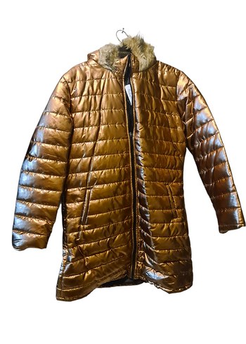 Diğer Parlak Bakır Kadın Mont, Fermuarlı, Midi Boy
