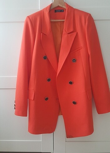 l Beden turuncu Renk Turuncu blazer ceket