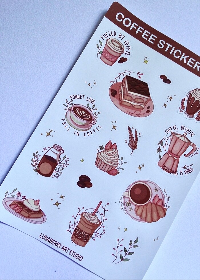 Tatlı Kafe Kahve Stickers Çıkartma - Görsel 3