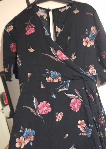 Çiçek Desenli Siyah Uzun Bohem Kadın tulum - Görsel 3