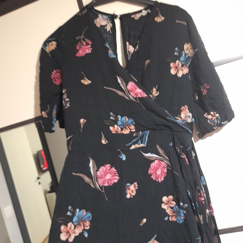 Çiçek Desenli Siyah Uzun Bohem Kadın tulum - Görsel 3