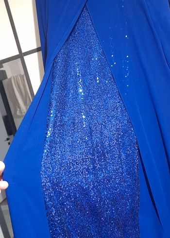 Mavi Uzun Kollu Drapeli Uzun Elbise - Görsel 7