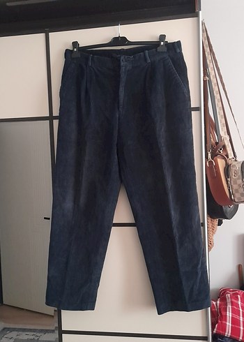 Erkek Mavi Kot Pantolon, Bol Kesim, Kemerli - Görsel 2