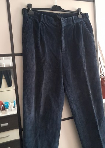 Erkek Mavi Kot Pantolon, Bol Kesim, Kemerli - Görsel 4