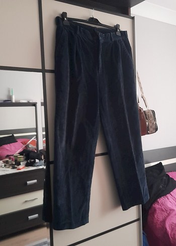 Erkek Mavi Kot Pantolon, Bol Kesim, Kemerli - Görsel 3