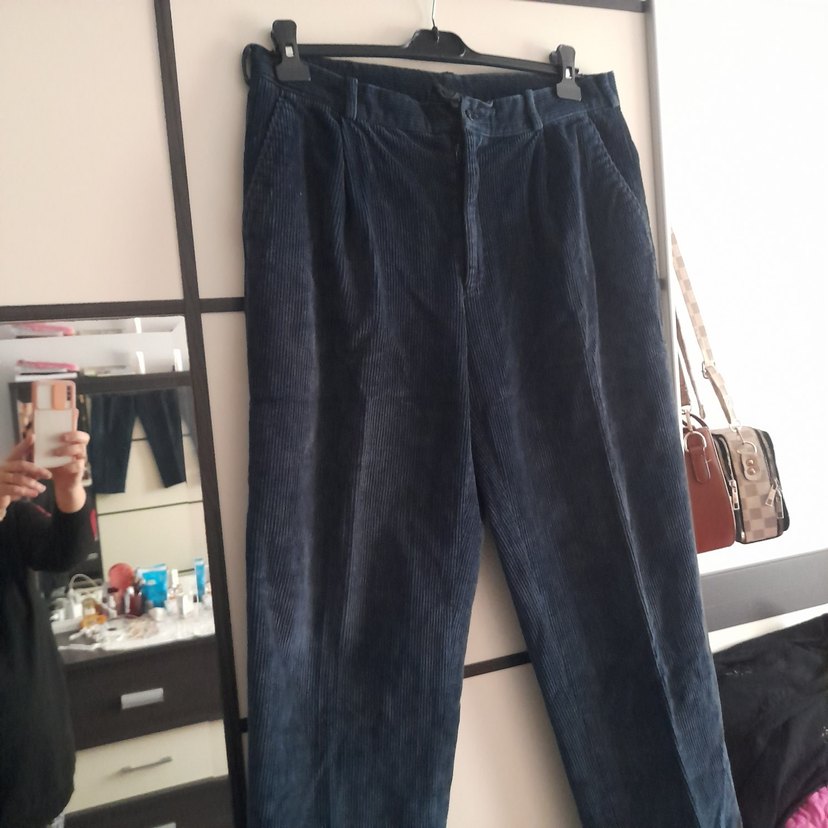 Erkek Mavi Kot Pantolon, Bol Kesim, Kemerli - Görsel 4