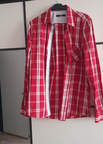 Kırmızı Ekose Desenli Uzun Kollu Erkek Gömlek - Görsel 4