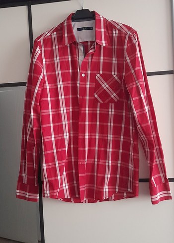 Kırmızı Ekose Desenli Uzun Kollu Erkek Gömlek - Görsel 2