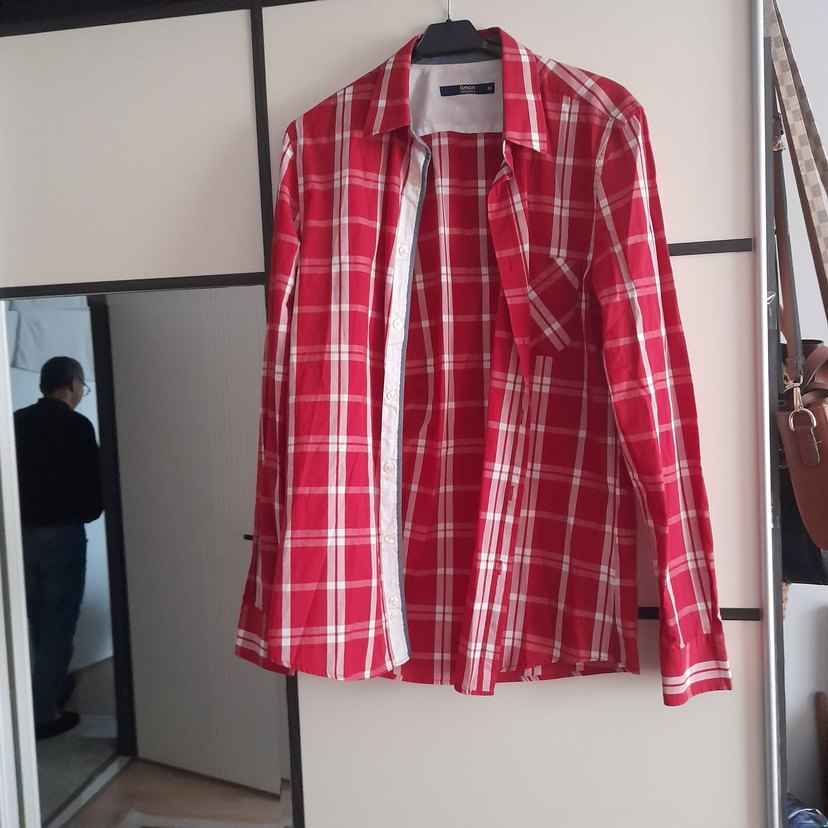 Kırmızı Ekose Desenli Uzun Kollu Erkek Gömlek - Görsel 4