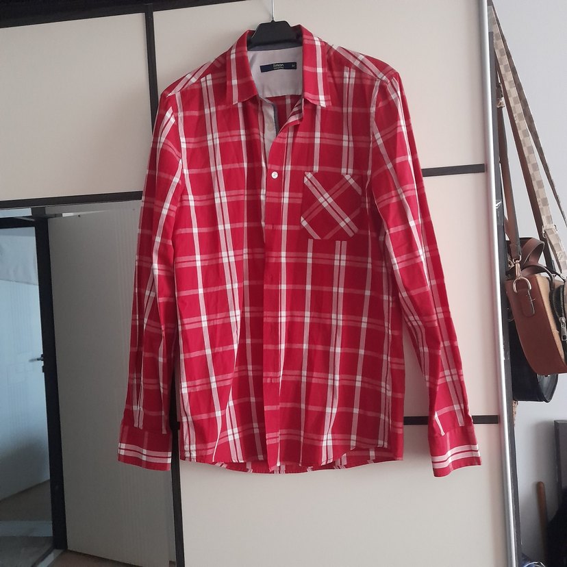 Kırmızı Ekose Desenli Uzun Kollu Erkek Gömlek - Görsel 2