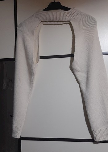 Beyaz Kadın Boğazlı İnce Triko Kazak - Görsel 2