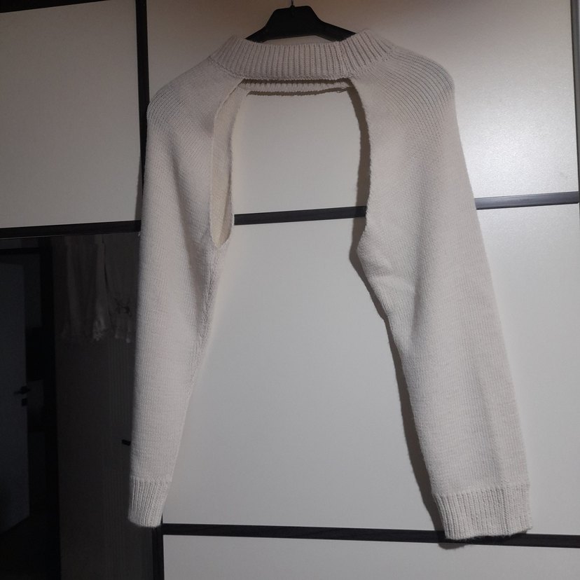 Beyaz Kadın Boğazlı İnce Triko Kazak - Görsel 2