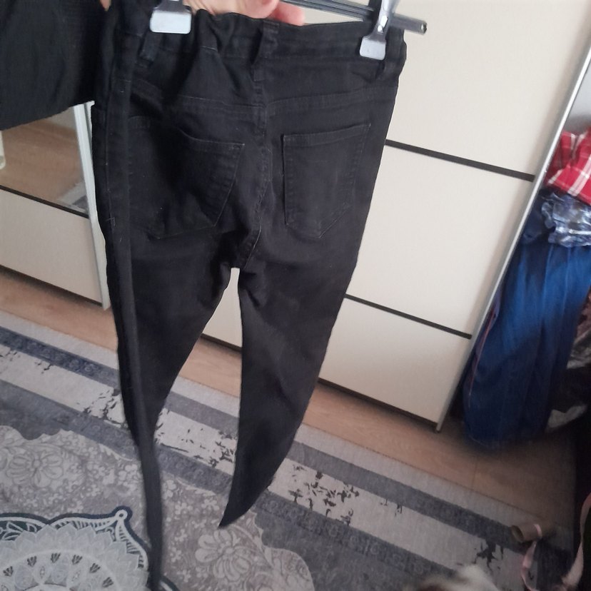 Erkek Siyah Kot Pantolon Kemerli - Görsel 3