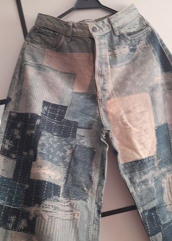 Diğer Patchwork Denim Jean Pantolon Rahat Ve Sik
