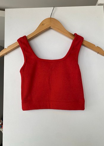 Pembe ve Kırmızı Crop Atlet - Görsel 2