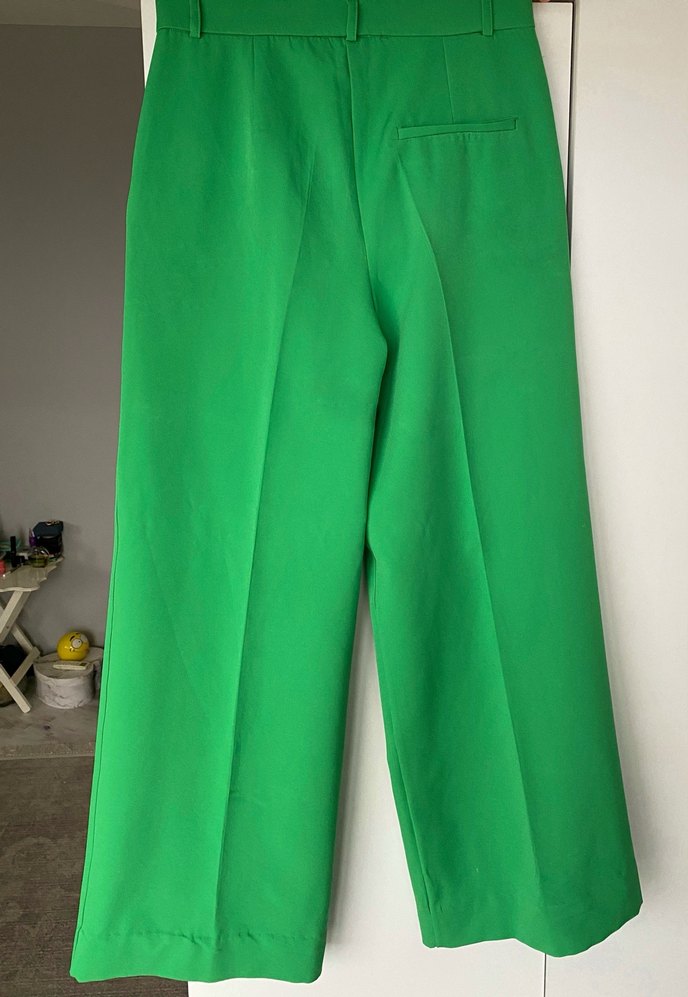 Yeşil Midi Kumaş Kadın Pantolon - Görsel 2