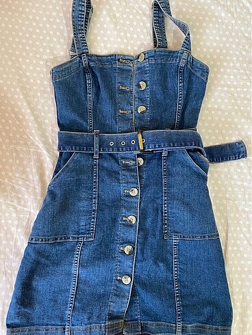 H&M mavi denim elbise