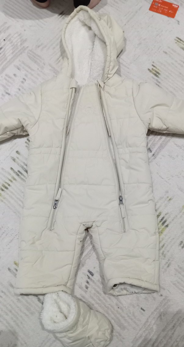 Krem astronot Bebek kar Tulumu - Görsel 4