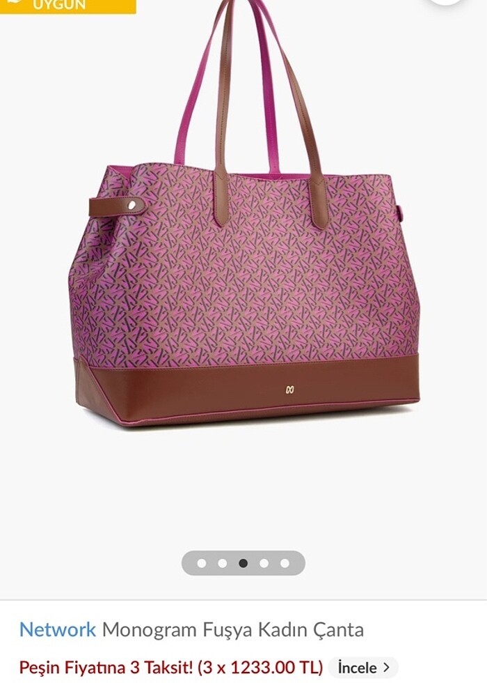 network fuşya kahve kadın çanta - Görsel 2