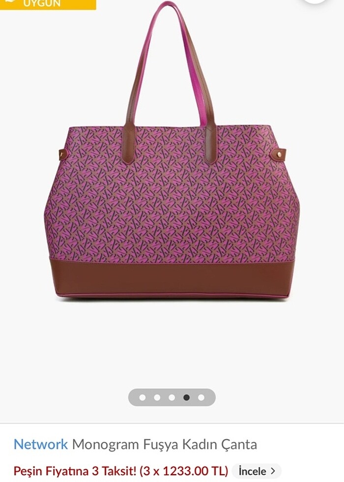 network fuşya kahve kadın çanta - Görsel 3
