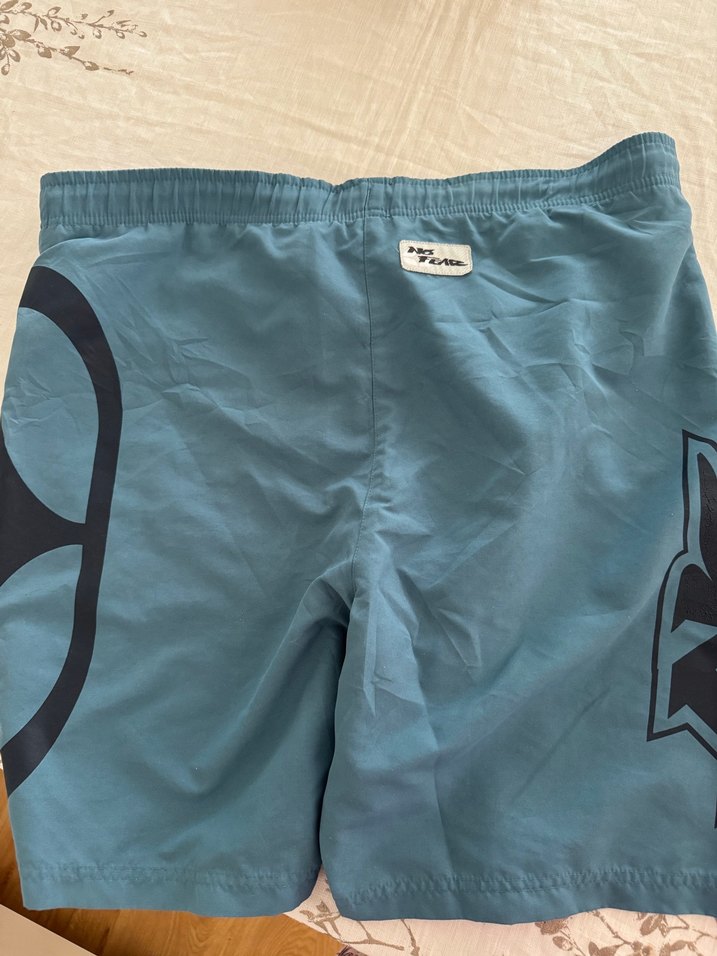 Koyu Mavi Baskılı Kemerli Erkek Mini Şort - Görsel 5