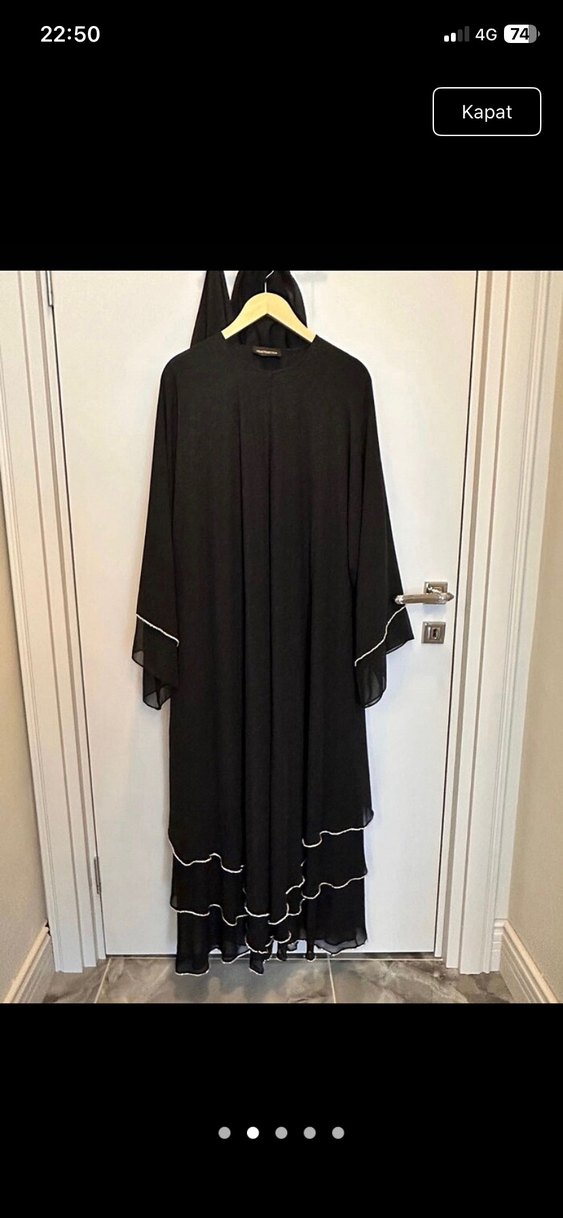 Nakışlı Siyah Uzun Salaş Kadın abaya — görsel 2/5