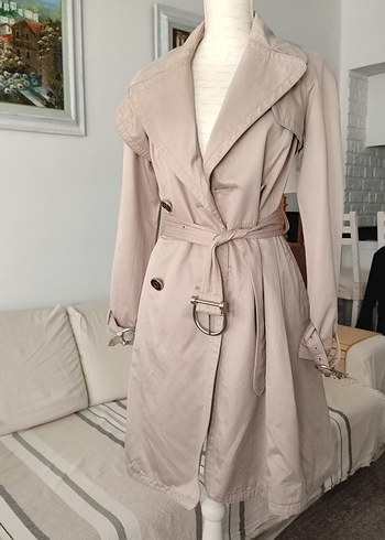 Mango Bej Midi Kadın Trençkot
