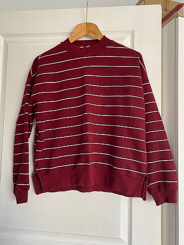 Bordo çizgili sweatshirt