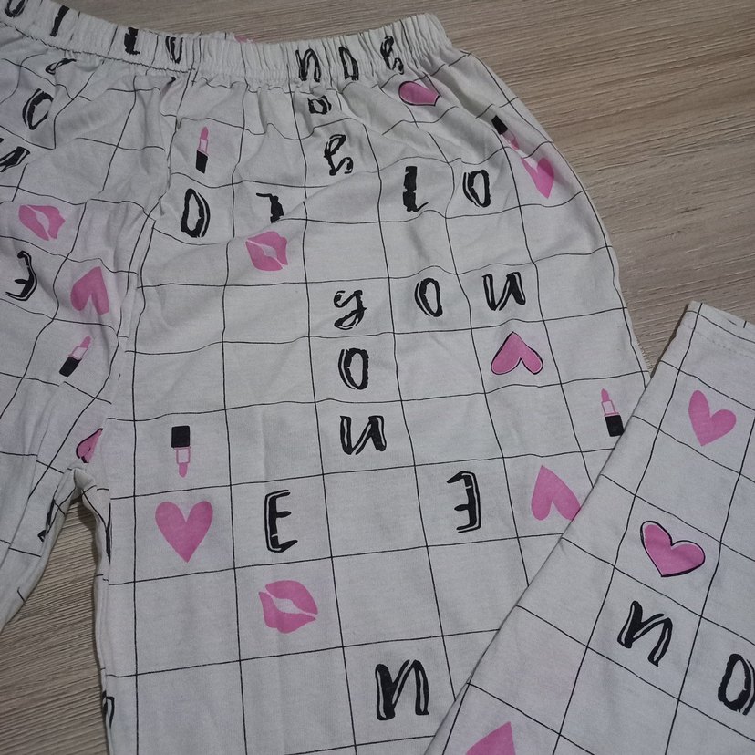 Beyaz Desenli Rahat Kadın Pijama Altı - Görsel 2