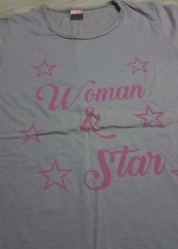 Gri Kadın Kısa Kollu Baskılı Tek Üst Pijama - Görsel 3