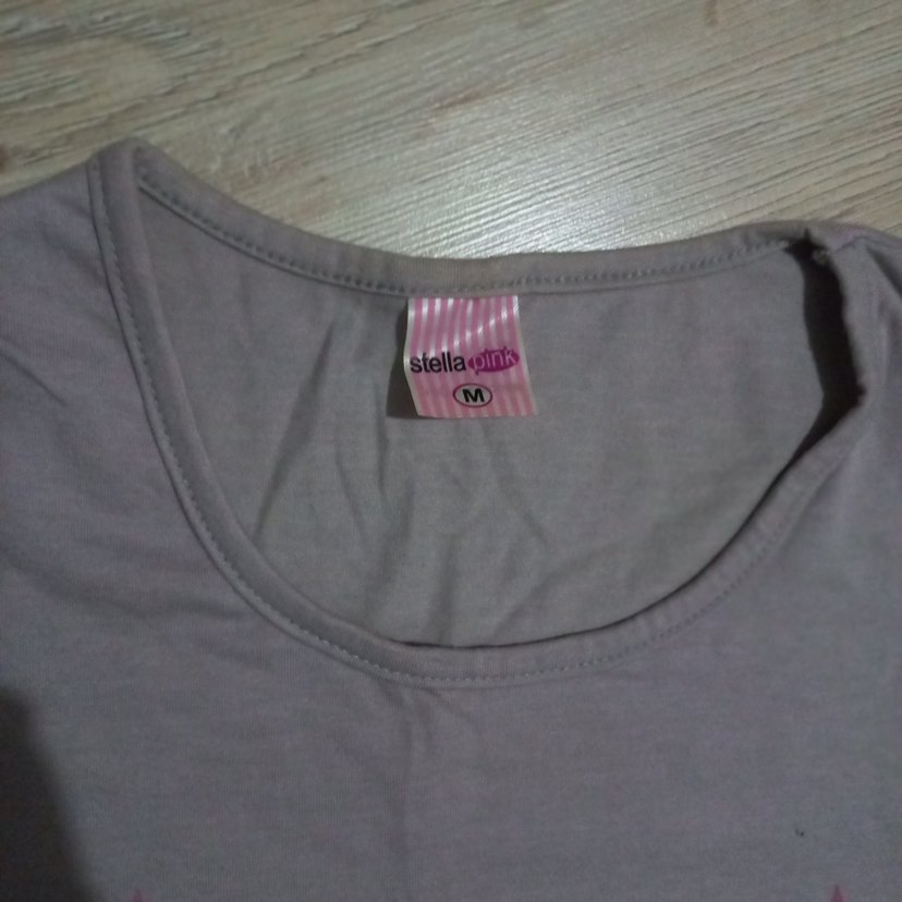 Gri Kadın Kısa Kollu Baskılı Tek Üst Pijama - Görsel 2