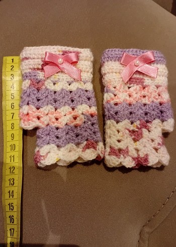 Çok Renkli Örgü Bohem çocuk Eldiveni - Görsel 2