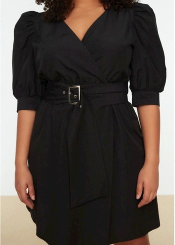 Trendyol Büyükbeden Kruvaze Elbise - Görsel 12