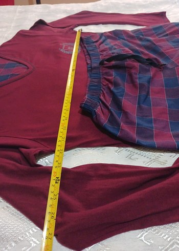 Bordo Erkek Pamuklu Pijama Takımı - Görsel 4