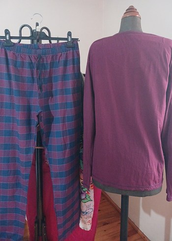 Bordo Erkek Pamuklu Pijama Takımı - Görsel 3