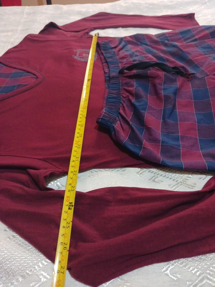 Bordo Erkek Pamuklu Pijama Takımı - Görsel 4