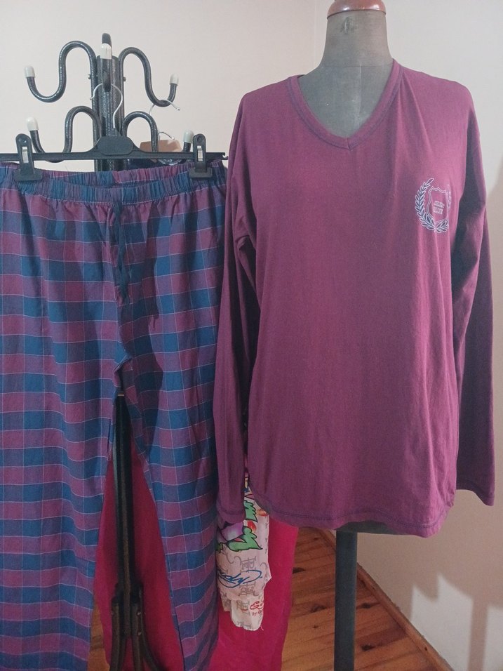 Bordo Erkek Pamuklu Pijama Takımı - Görsel 2