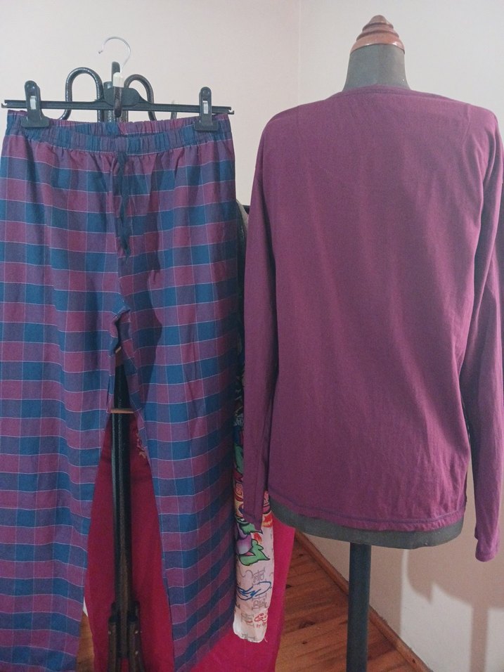 Bordo Erkek Pamuklu Pijama Takımı - Görsel 3