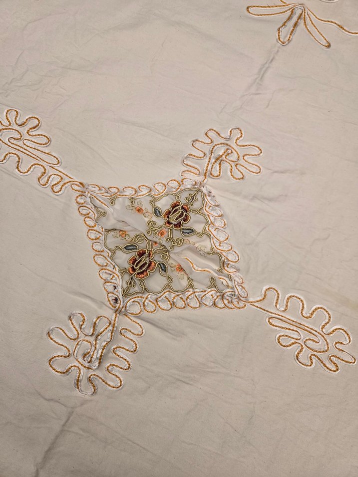 İşlemeli, krem rengi Masa Örtüsü - Görsel 4