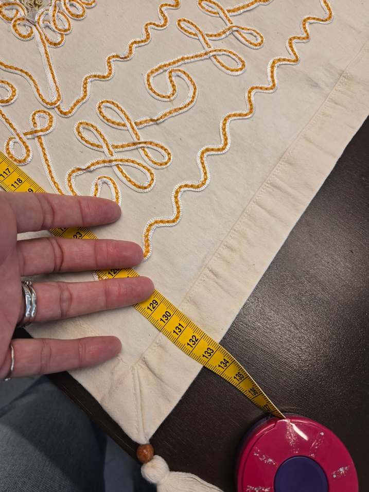 İşlemeli, krem rengi Masa Örtüsü - Görsel 5