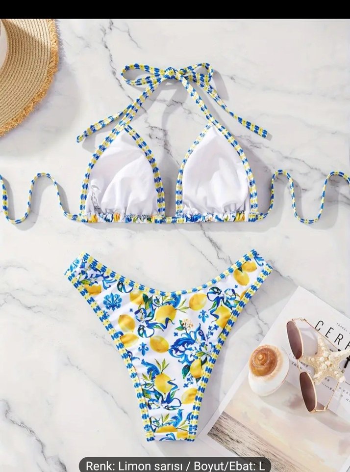 Sarı Bağlamalı Bohem Bikini Takımı - Görsel 2
