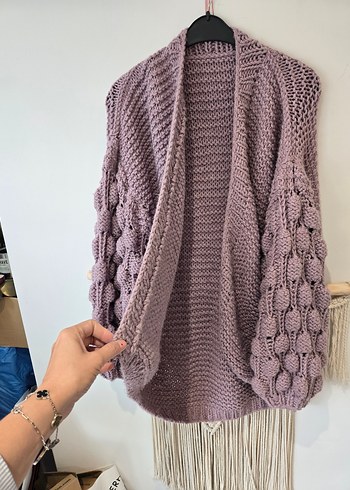 Kadın Mor Bohem Örgü Hırka - Görsel 3