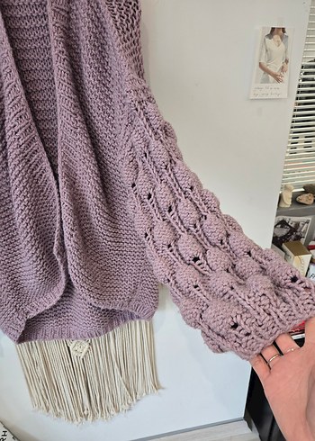 Kadın Mor Bohem Örgü Hırka - Görsel 2