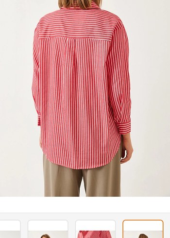 Trendyol, Kırmızı Çizgili Kadın Gömlek - Görsel 3
