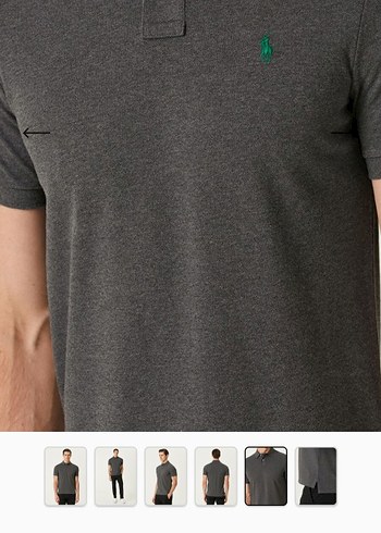 Polo Ralph Lauren Koyu Gri Polo Yaka Tişört - Görsel 4