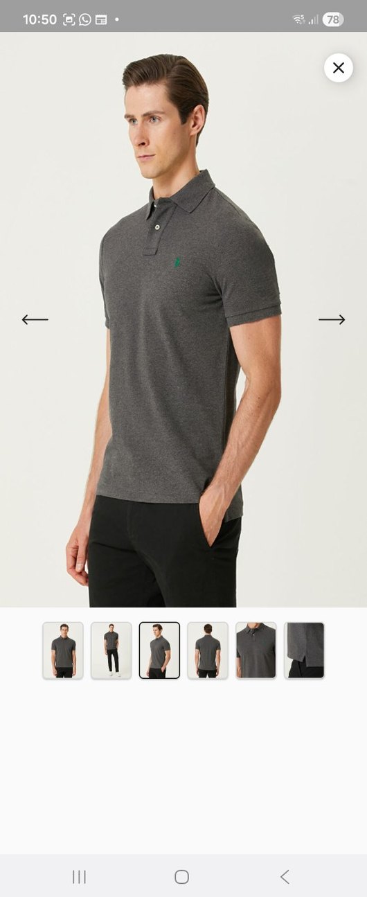 Polo Ralph Lauren Koyu Gri Polo Yaka Tişört - Görsel 3